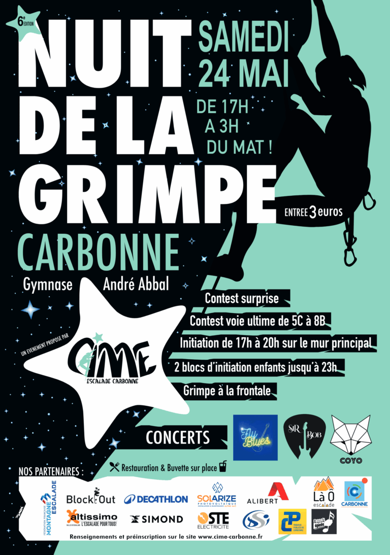 Nuit de la Grimpe Carbonne 2025 : escalade & musique le 24 mai !